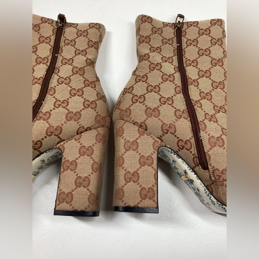 Gucci GG Monogram Victoire 95mm Ankle Boots Beige Ruggine Rust Size EU 39 - Picture 9 of 17